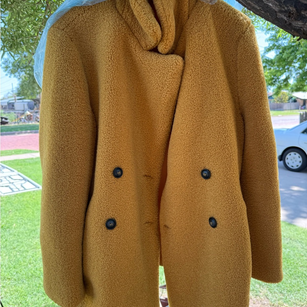 Women's Mustard Double-Breasted Coat